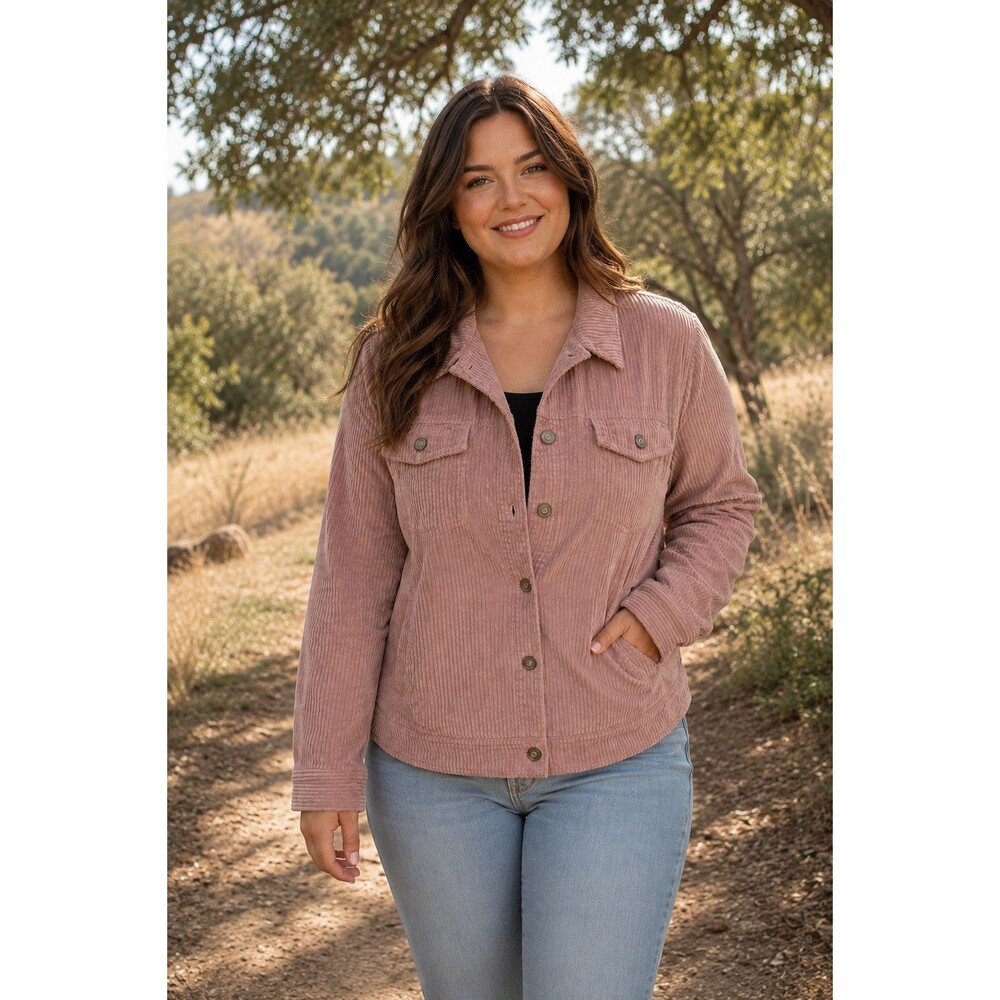 1 Sunset Lane Women’s Dusty Rose Corduroy Jacket Large NWOT